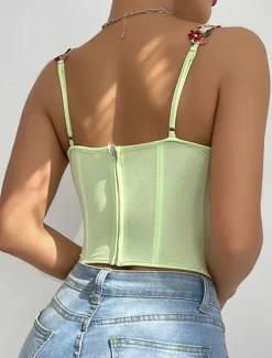 Women's Loungewear Pure Color Corsets Carnival Party Valentine's Day Breathable Straps Sleeveless Lace Backless Summer Spring Home Outfits