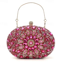 Women's Luxury Blue Crystal Evening Clutch – Rhinestone Handbag with Handle for Weddings, Parties, and Formal Events