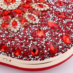 Women's Luxury Blue Crystal Evening Clutch – Rhinestone Handbag with Handle for Weddings, Parties, and Formal Events