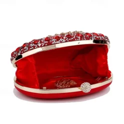 Women's Luxury Blue Crystal Evening Clutch – Rhinestone Handbag with Handle for Weddings, Parties, and Formal Events