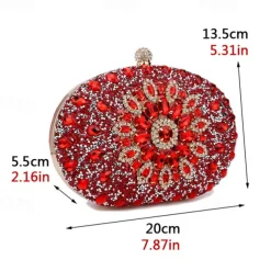 Women's Luxury Blue Crystal Evening Clutch – Rhinestone Handbag with Handle for Weddings, Parties, and Formal Events