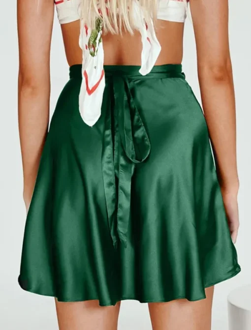 Women's Mardi Gras Skirt A Line Mini High Waist Skirts Bow Solid Colored Daily Holiday Summer Satin Fashion Casual Wine Black-White Black Pink Carnival Theme