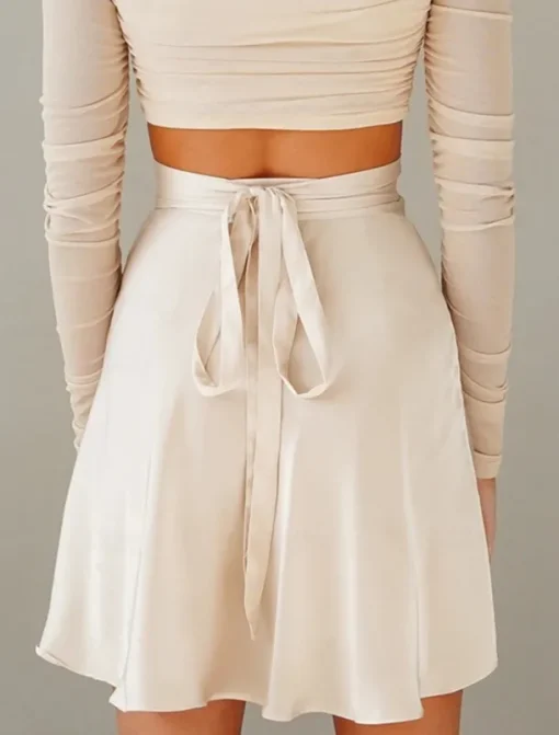 Women's Mardi Gras Skirt A Line Mini High Waist Skirts Bow Solid Colored Daily Holiday Summer Satin Fashion Casual Wine Black-White Black Pink Carnival Theme