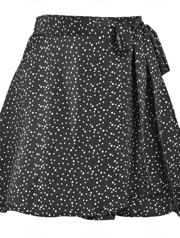 Women's Mardi Gras Skirt A Line Mini High Waist Skirts Bow Solid Colored Daily Holiday Summer Satin Fashion Casual Wine Black-White Black Pink Carnival Theme