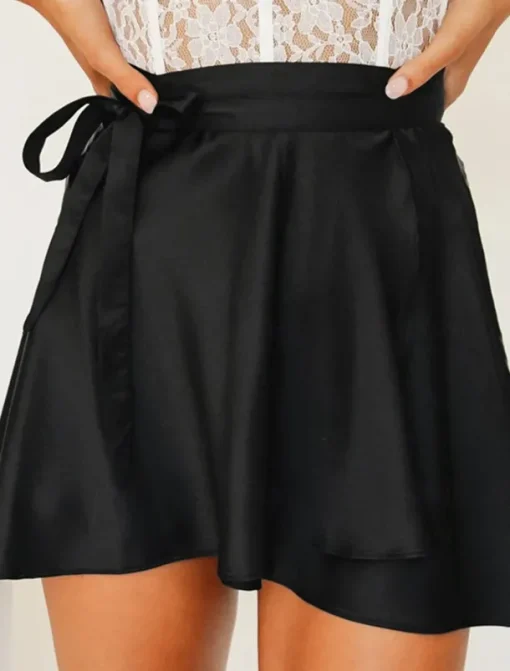 Women's Mardi Gras Skirt A Line Mini High Waist Skirts Bow Solid Colored Daily Holiday Summer Satin Fashion Casual Wine Black-White Black Pink Carnival Theme