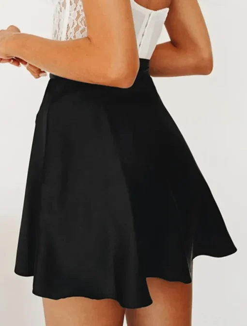 Women's Mardi Gras Skirt A Line Mini High Waist Skirts Bow Solid Colored Daily Holiday Summer Satin Fashion Casual Wine Black-White Black Pink Carnival Theme