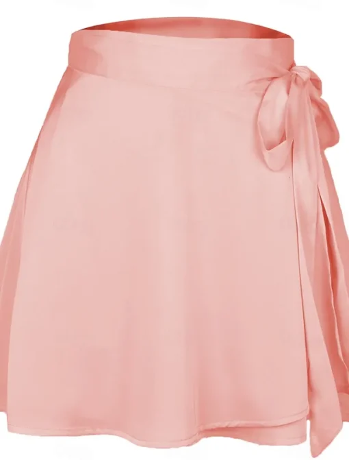Women's Mardi Gras Skirt A Line Mini High Waist Skirts Bow Solid Colored Daily Holiday Summer Satin Fashion Casual Wine Black-White Black Pink Carnival Theme