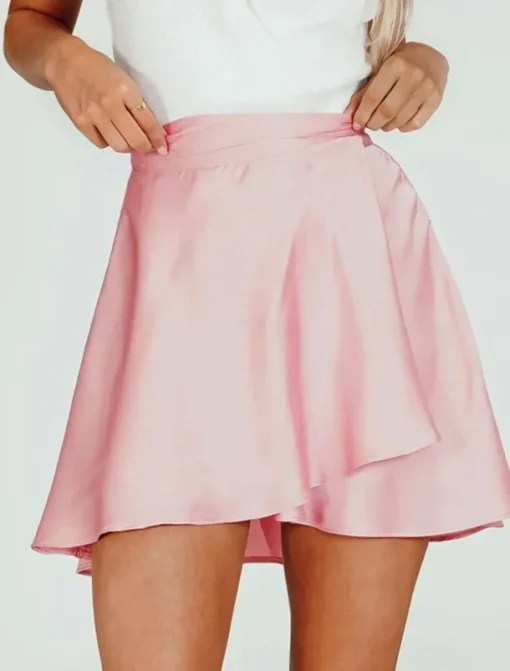 Women's Mardi Gras Skirt A Line Mini High Waist Skirts Bow Solid Colored Daily Holiday Summer Satin Fashion Casual Wine Black-White Black Pink Carnival Theme