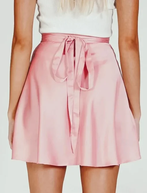 Women's Mardi Gras Skirt A Line Mini High Waist Skirts Bow Solid Colored Daily Holiday Summer Satin Fashion Casual Wine Black-White Black Pink Carnival Theme