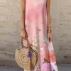 Women's Maxi Dress Casual Dress A Line Dress Stylish Casual Vacation Daily Regular Fit Floral Sleeveless Crew Neck Pink Summer Spring