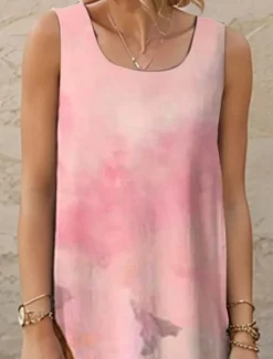 Women's Maxi Dress Casual Dress A Line Dress Stylish Casual Vacation Daily Regular Fit Floral Sleeveless Crew Neck Pink Summer Spring