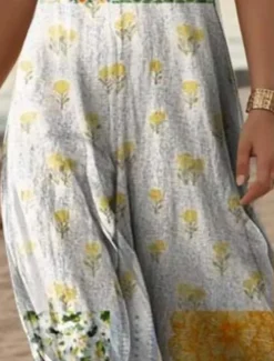 Women's Maxi Dress Casual Dress A Line Dress Stylish Casual Vacation Daily Regular Fit Floral Short Sleeve V Neck White Orange Green Gray Summer Spring