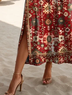 Women's Maxi Dress Casual Dress T Shirt Dress Tee Dress Sundress Shift Dress Bohemia Party Holiday Beach Loose Fit Floral Vintage Bohemian Short Sleeve Crew Neck Maroon Aqua Blue Summer Spring