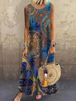 Women's Maxi Dress Casual Dress T Shirt Dress Tee Dress Sundress Basic Outdoor Vacation Party Regular Fit Floral Short Sleeve Crew Neck Red Blue Green Summer Spring