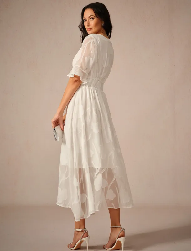 Women's Maxi Dress Cocktail Dress Wedding Guest Dress Semi Formal Dress A Line Dress Elegant Work Birthday Flutter Sleeve Wedding Guest Cocktail Party Formal Evening Regular Fit Solid Color Plain