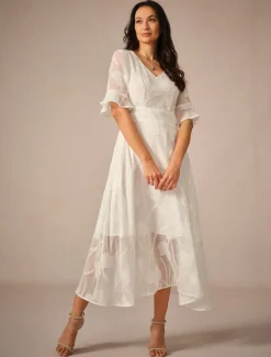 Women's Maxi Dress Cocktail Dress Wedding Guest Dress Semi Formal Dress A Line Dress Elegant Work Birthday Flutter Sleeve Wedding Guest Cocktail Party Formal Evening Regular Fit Solid Color Plain