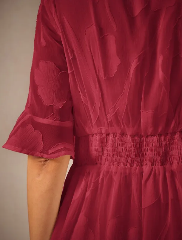 Women's Maxi Dress Cocktail Dress Wedding Guest Dress Semi Formal Dress A Line Dress Elegant Work Birthday Flutter Sleeve Wedding Guest Cocktail Party Formal Evening Regular Fit Solid Color Plain