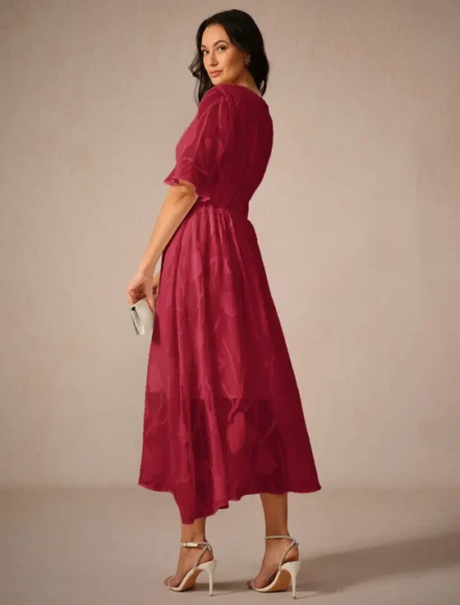Women's Maxi Dress Cocktail Dress Wedding Guest Dress Semi Formal Dress A Line Dress Elegant Work Birthday Flutter Sleeve Wedding Guest Cocktail Party Formal Evening Regular Fit Solid Color Plain
