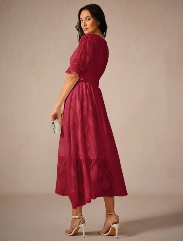Women's Maxi Dress Cocktail Dress Wedding Guest Dress Semi Formal Dress A Line Dress Elegant Work Birthday Flutter Sleeve Wedding Guest Cocktail Party Formal Evening Regular Fit Solid Color Plain
