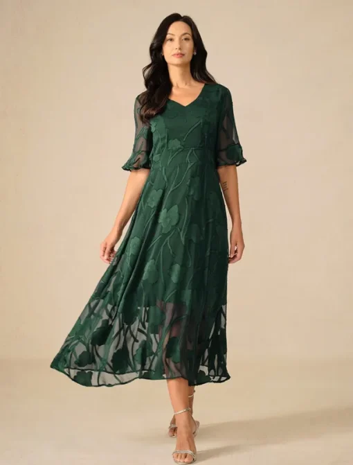 Women's Maxi Dress Cocktail Dress Wedding Guest Dress Semi Formal Dress A Line Dress Elegant Work Birthday Flutter Sleeve Wedding Guest Cocktail Party Formal Evening Regular Fit Solid Color Plain