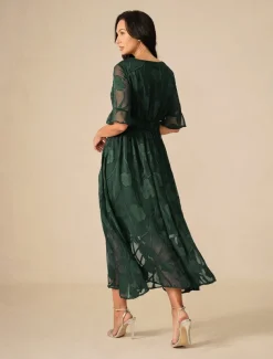 Women's Maxi Dress Cocktail Dress Wedding Guest Dress Semi Formal Dress A Line Dress Elegant Work Birthday Flutter Sleeve Wedding Guest Cocktail Party Formal Evening Regular Fit Solid Color Plain