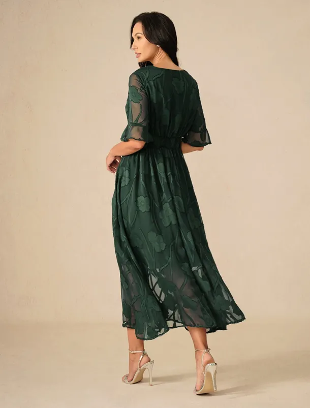 Women's Maxi Dress Cocktail Dress Wedding Guest Dress Semi Formal Dress A Line Dress Elegant Work Birthday Flutter Sleeve Wedding Guest Cocktail Party Formal Evening Regular Fit Solid Color Plain