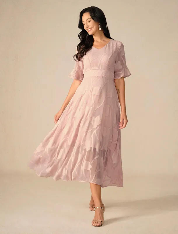 Women's Maxi Dress Cocktail Dress Wedding Guest Dress Semi Formal Dress A Line Dress Elegant Work Birthday Flutter Sleeve Wedding Guest Cocktail Party Formal Evening Regular Fit Solid Color Plain