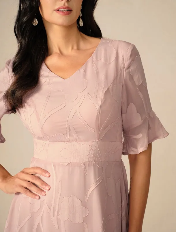 Women's Maxi Dress Cocktail Dress Wedding Guest Dress Semi Formal Dress A Line Dress Elegant Work Birthday Flutter Sleeve Wedding Guest Cocktail Party Formal Evening Regular Fit Solid Color Plain