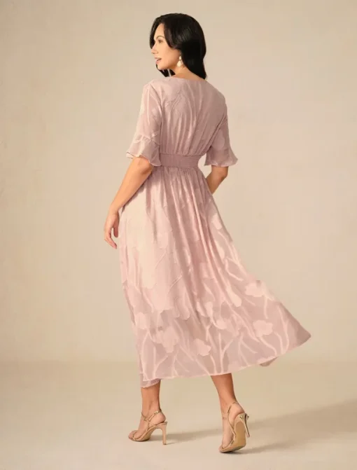 Women's Maxi Dress Cocktail Dress Wedding Guest Dress Semi Formal Dress A Line Dress Elegant Work Birthday Flutter Sleeve Wedding Guest Cocktail Party Formal Evening Regular Fit Solid Color Plain