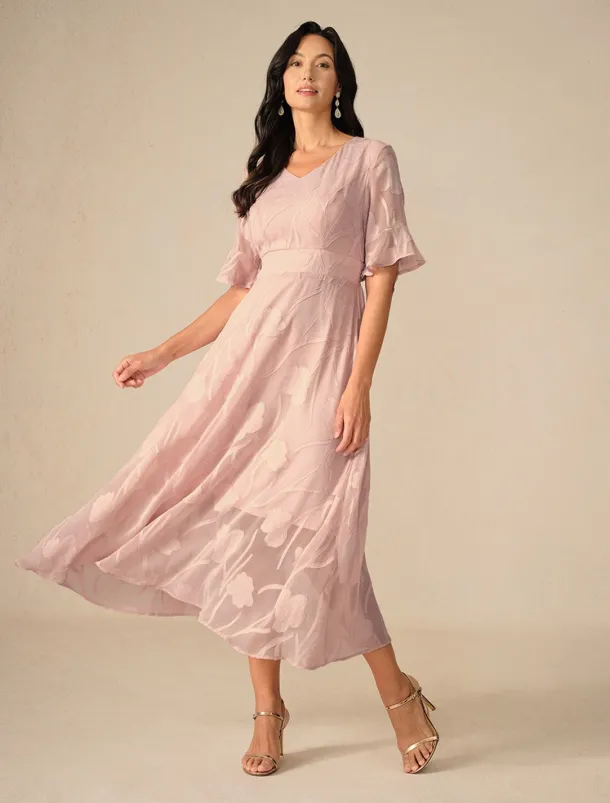 Women's Maxi Dress Cocktail Dress Wedding Guest Dress Semi Formal Dress A Line Dress Elegant Work Birthday Flutter Sleeve Wedding Guest Cocktail Party Formal Evening Regular Fit Solid Color Plain