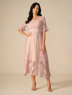 Women's Maxi Dress Cocktail Dress Wedding Guest Dress Semi Formal Dress A Line Dress Elegant Work Birthday Flutter Sleeve Wedding Guest Cocktail Party Formal Evening Regular Fit Solid Color Plain