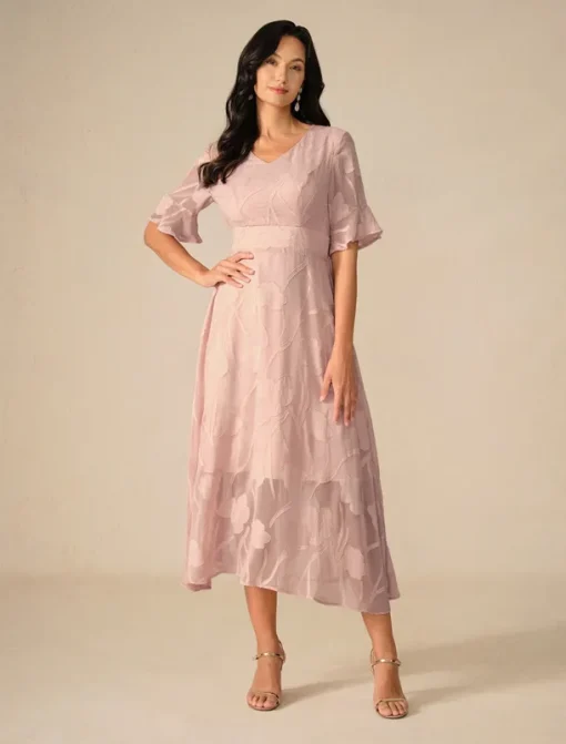 Women's Maxi Dress Cocktail Dress Wedding Guest Dress Semi Formal Dress A Line Dress Elegant Work Birthday Flutter Sleeve Wedding Guest Cocktail Party Formal Evening Regular Fit Solid Color Plain
