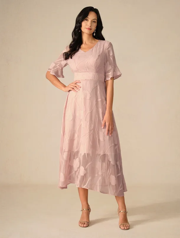 Women's Maxi Dress Cocktail Dress Wedding Guest Dress Semi Formal Dress A Line Dress Elegant Work Birthday Flutter Sleeve Wedding Guest Cocktail Party Formal Evening Regular Fit Solid Color Plain