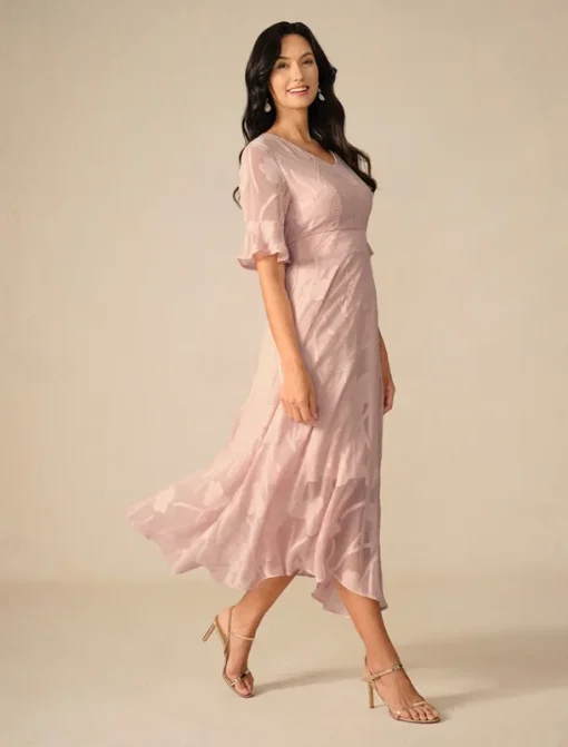 Women's Maxi Dress Cocktail Dress Wedding Guest Dress Semi Formal Dress A Line Dress Elegant Work Birthday Flutter Sleeve Wedding Guest Cocktail Party Formal Evening Regular Fit Solid Color Plain