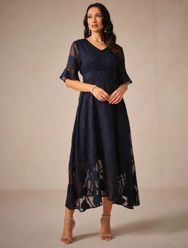 Women's Maxi Dress Cocktail Dress Wedding Guest Dress Semi Formal Dress A Line Dress Elegant Work Birthday Flutter Sleeve Wedding Guest Cocktail Party Formal Evening Regular Fit Solid Color Plain