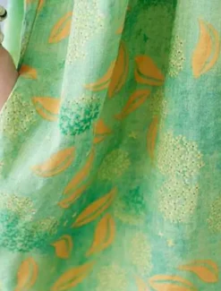 Women's Maxi Dress Cotton Linen Dresses Casual Dress Swing Dress Cotton Maxi Dress Basic Casual Vacation Daily Regular Fit Floral Short Sleeve Crew Neck Green Summer