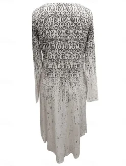 Women's Maxi Dress Ethnic Dress Print Dress Spring Dress Vintage Ethnic Tribal Outdoor Vacation Daily Regular Fit Floral Tribal Long Sleeve Crew Neck White Yellow Wine Blue Summer Spring Fall