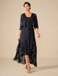 Women's Maxi Dress Ruffle Dress Elegant Wedding Wedding Guest Evening Party Floral Sleeveless U Neck Navy Blue Summer Spring