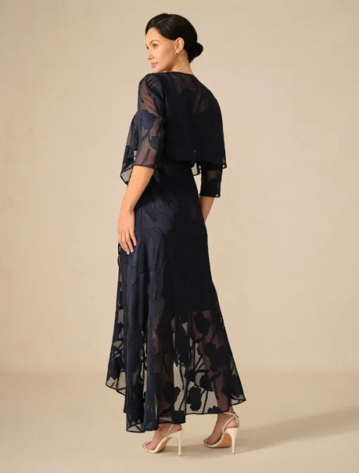 Women's Maxi Dress Ruffle Dress Elegant Wedding Wedding Guest Evening Party Floral Sleeveless U Neck Navy Blue Summer Spring