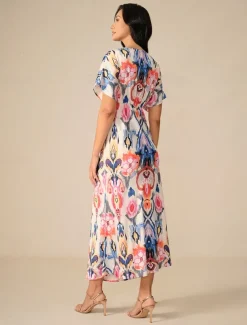 Women's Maxi Dress Sheath Dress Elegant Wedding Party Regular Fit Graphic Short Sleeve V Neck Pink Spring