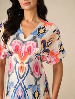 Women's Maxi Dress Sheath Dress Elegant Wedding Party Regular Fit Graphic Short Sleeve V Neck Pink Spring