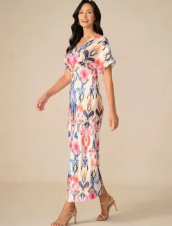 Women's Maxi Dress Sheath Dress Elegant Wedding Party Regular Fit Graphic Short Sleeve V Neck Pink Spring