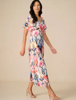 Women's Maxi Dress Sheath Dress Elegant Wedding Party Regular Fit Graphic Short Sleeve V Neck Pink Spring