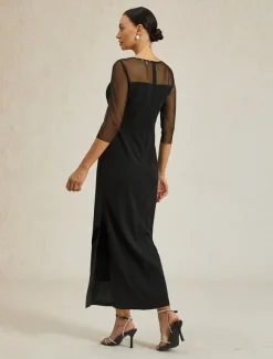 Women's Maxi Dress Sheath Dress Elegant Birthday Formal Solid Color 3/4 Length Sleeve Crew Neck Black Summer Spring Fall
