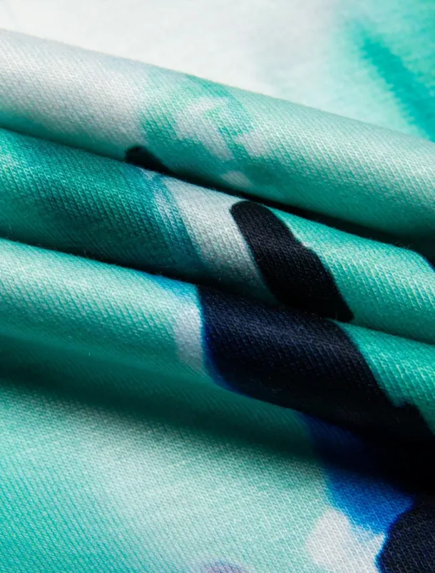 Women's Maxi Dress V-Neck Tie-Dye Print Blue Green White Side Slit Casual Beach Summer Flowy Comfortable Versatile Short Sleeve Sizes Available Fashion