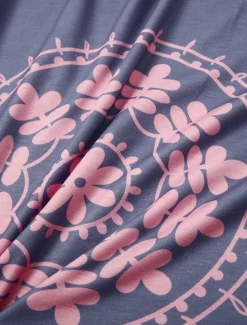Women's Maxi long Dress Long Dress Maxi Dress Casual Dress T Shirt Dress Tee Dress Boho Dress Print Dress Fashion Bohemian Casual Outdoor Vacation Daily Loose Fit Floral Short Sleeve V Neck Sky Blue