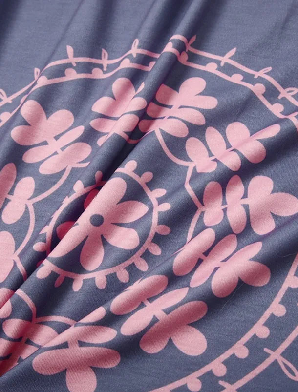 Women's Maxi long Dress Long Dress Maxi Dress Casual Dress T Shirt Dress Tee Dress Boho Dress Print Dress Fashion Bohemian Casual Outdoor Vacation Daily Loose Fit Floral Short Sleeve V Neck Sky Blue