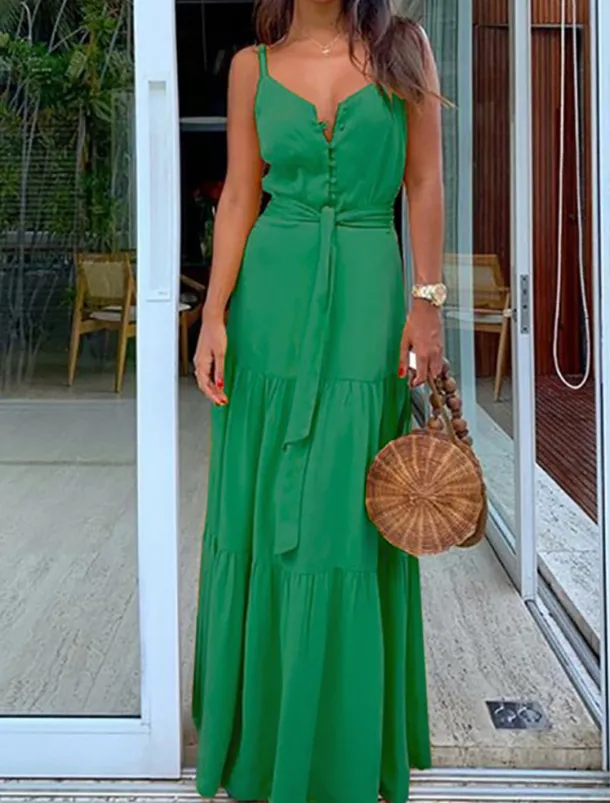 Women's Maxi long Dress Maxi Dress White Dress Graduation Dress Summer Dress Elegant Modern Wedding Party Daily Slim Pure Color Sleeveless Spaghetti Strap White Yellow Red Blue Summer Spring