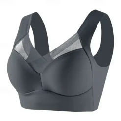 Women's Medium Support Running Bra Wirefree Molded Cup Top Padded Plus Size Fitness Gym Workout Leisure Sports Breathable Soft Seamless Mesh Dark Grey Light Coffee Watermelon Red Solid Colored