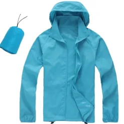 Women's Men's Waterproof Hiking Raincoat UPF 50+ UV Sun Protection Zip Up Hoodie Long Sleeve Fishing Running Jacket Windbreaker Summer Outdoor Windproof Sunscreen UV Resistant Jacket Top Climbing